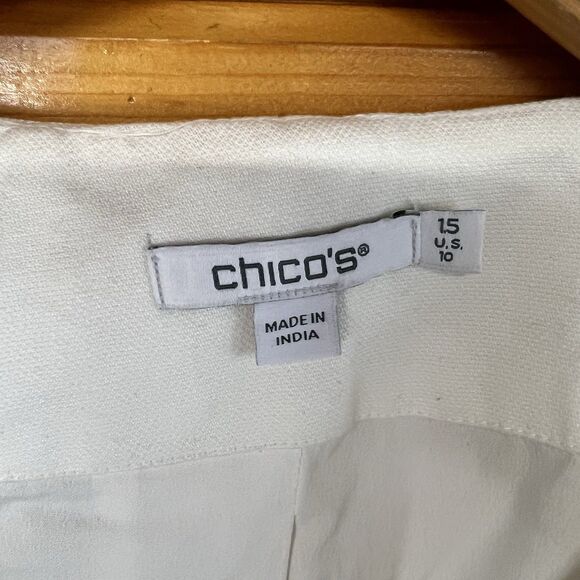 Chico's Collarless Longsleeve Soutache-Trim Jacket White Sz 10 MSRP $179.50 - Picture 3 of 6